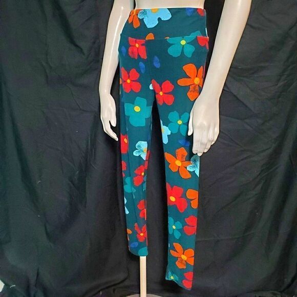LuLaRoe Green Floral Leggings (OS) - Picture 2 of 6